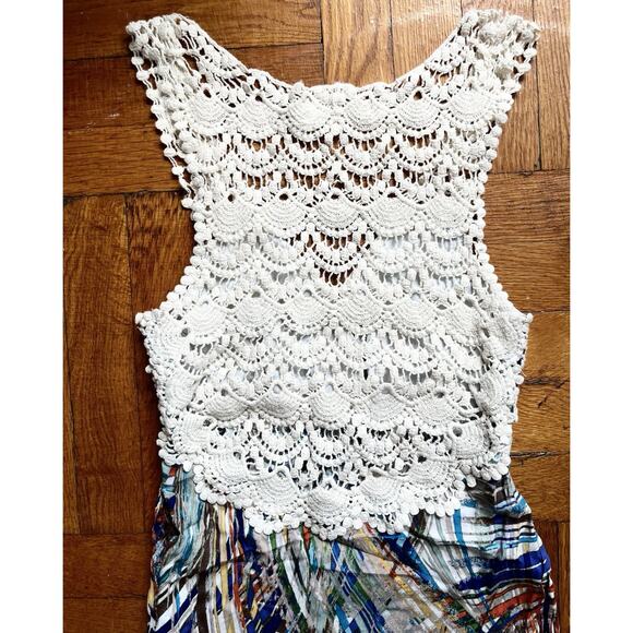 YA Los Angeles Maxi Dress Boho Artistic Print Crochet Flowy Hippie Festival Y2K - Picture 5 of 11